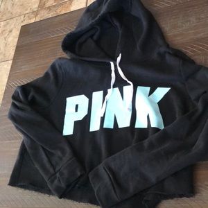 Cropped black PINK hoodie